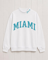 MIAMI,Fins Up Appliqué Embroidered Mockneck | Oversized Fit