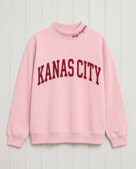 KANAS CITY,Chiefs Kingdom Appliqué Embroidered Mockneck | Oversized Fit**