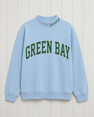 GREEN BAY,Go Pack Go Appliqué Embroidered Mockneck | Oversized Fit