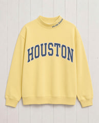 HOUSTON,We Are Texans Appliqué Embroidered Mockneck | Oversized Fit