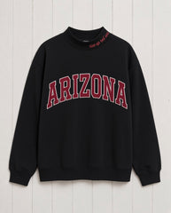 ARIZONA,Rise Up Red Sea Appliqué Embroidered Mockneck | Oversized Fit