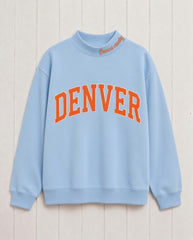 DENVER,Broncos Country Appliqué Embroidered Mockneck | Oversized Fit