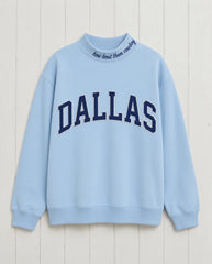 DALLAS ,How Bout Them Cowboys Applique Embroidered Mockneck | Oversized Fit
