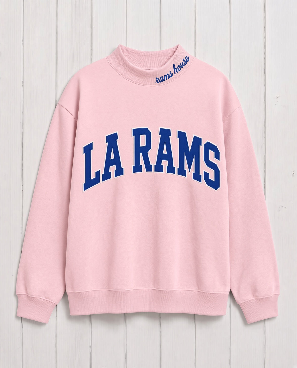 LA RAMS,Rams House Appliqué Embroidered Mockneck | Oversized Fit