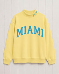 MIAMI,Fins Up Appliqué Embroidered Mockneck | Oversized Fit