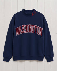 WASHINGTON,Hail Appliqué Embroidered Mockneck | Oversized Fit