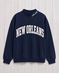 NEW ORLEANS,Who Dat Appliqué Embroidered Mockneck | Oversized Fit