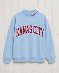 KANAS CITY,Chiefs Kingdom Appliqué Embroidered Mockneck | Oversized Fit**