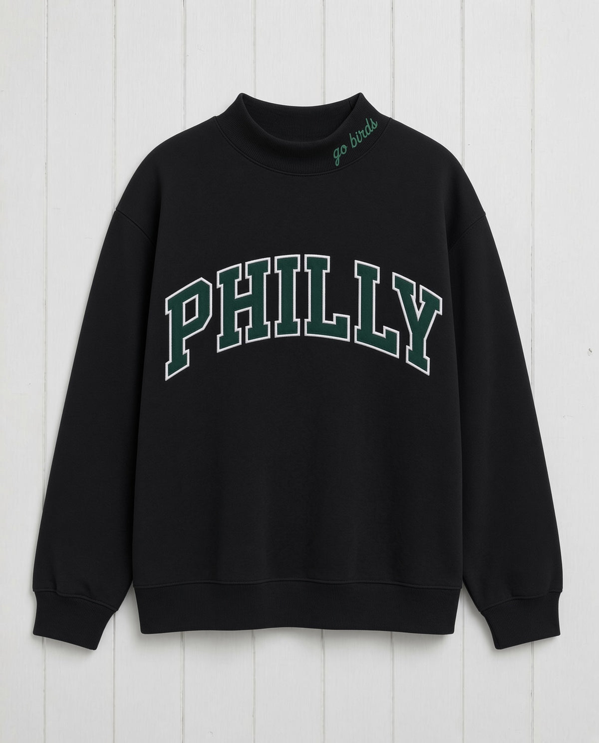 PHILLY,Go Birds Applique Embroidered Mockneck | Oversized Fit