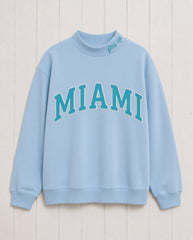 MIAMI,Fins Up Appliqué Embroidered Mockneck | Oversized Fit