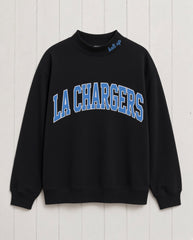 LA CHARGERS,Bolt Up Appliqué Embroidered Mockneck | Oversized Fit