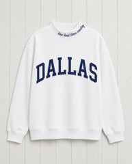 DALLAS ,How Bout Them Cowboys Applique Embroidered Mockneck | Oversized Fit