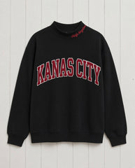 KANAS CITY,Chiefs Kingdom Appliqué Embroidered Mockneck | Oversized Fit**