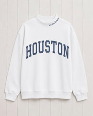 HOUSTON,We Are Texans Appliqué Embroidered Mockneck | Oversized Fit
