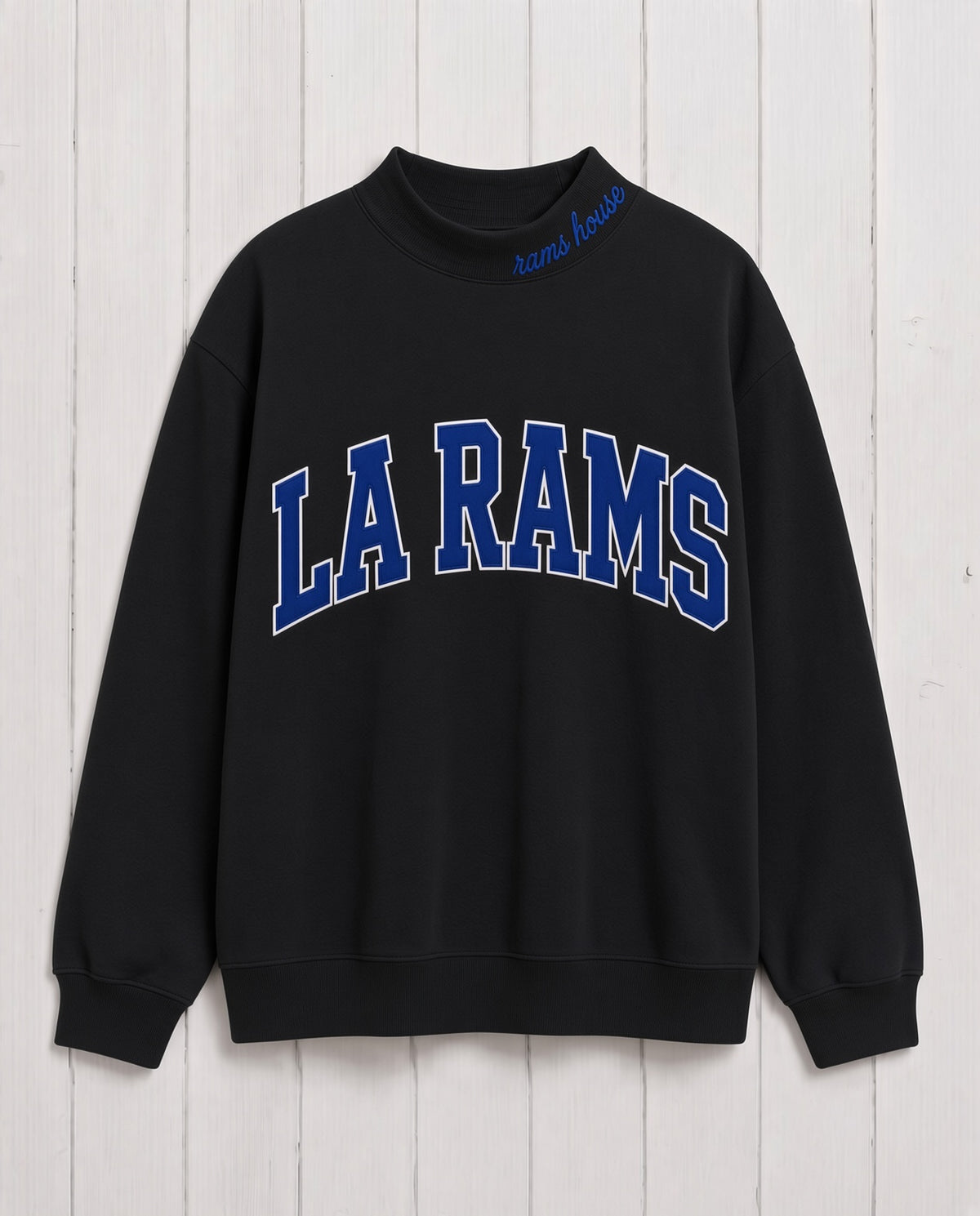 LA RAMS,Rams House Appliqué Embroidered Mockneck | Oversized Fit